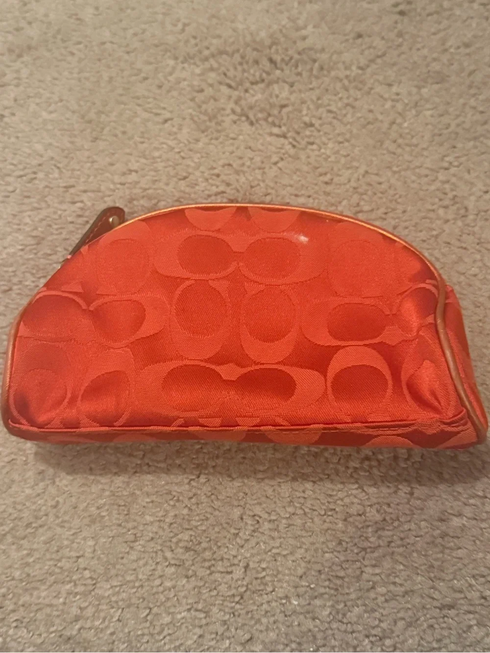 Coach Bright Orange Signature Dome Cosmetic Pouch